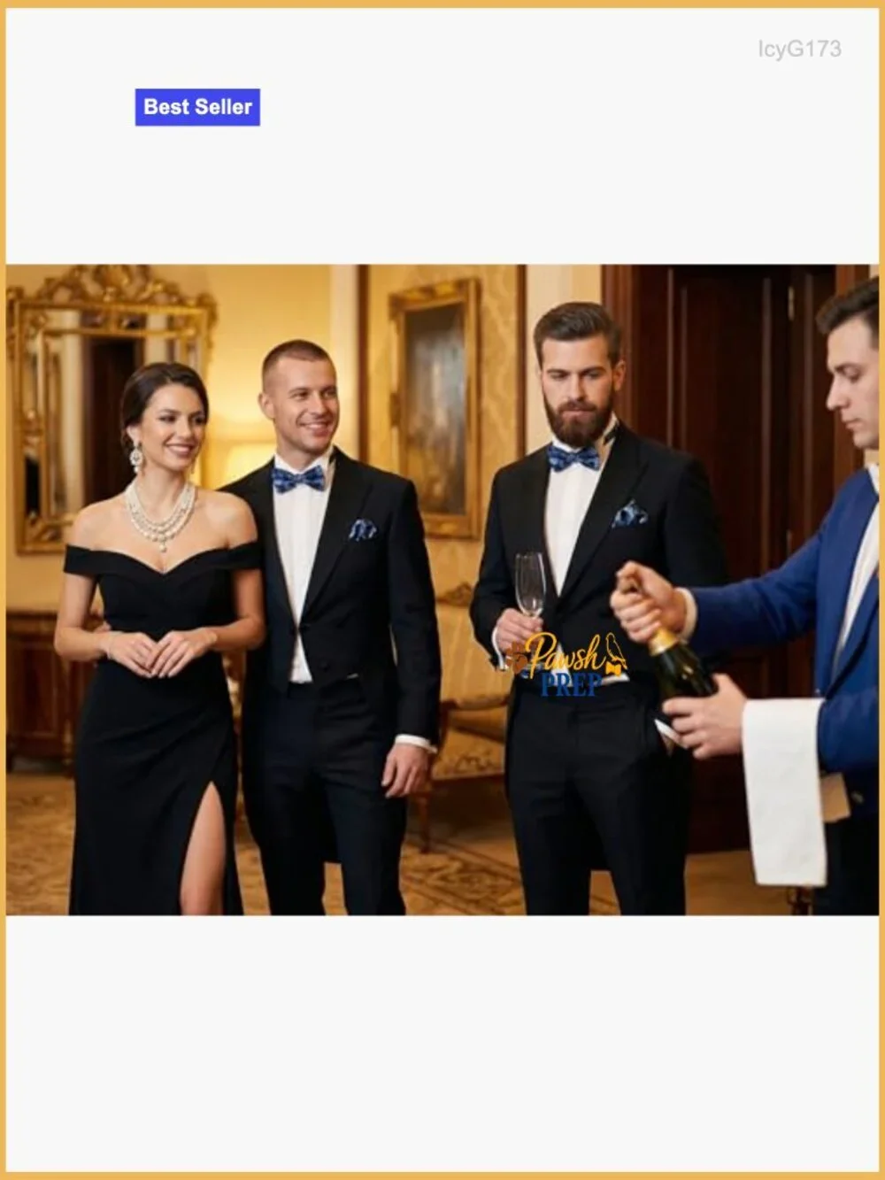 Pre-Tied Bow Tie Pocket Square Set Formal Wedding Party Accessory